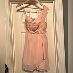 BCBGeneration Pink Chiffon One Shoulder Mini Dress